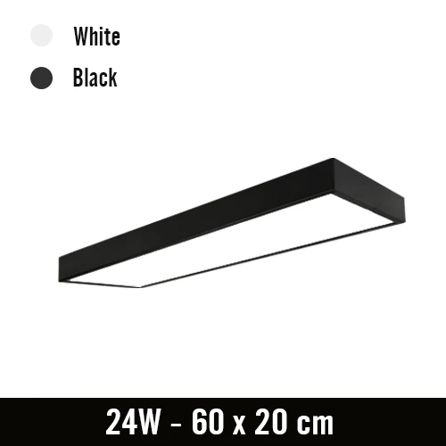 60x20cm 24W Современный светодиодный потолочный светильник, лампа для поверхностного монтажа, прямоугольная панель, пульт дистанционного управления, для офиса, спальни, гостиной, кабинета, светильник, 110 В, 220 В - Цвет корпуса: 60x20cm 24W