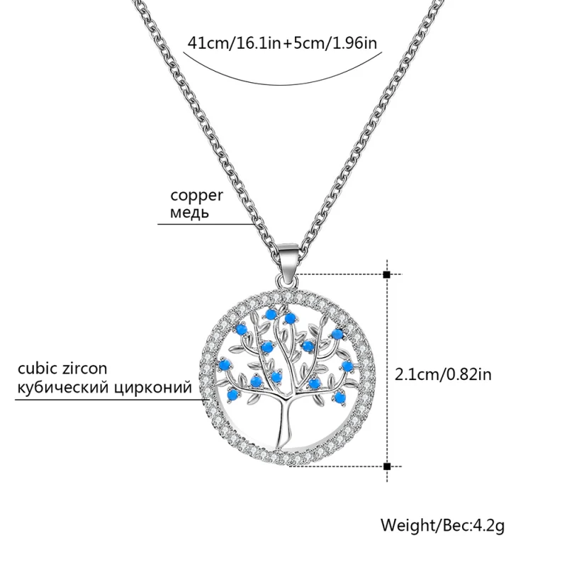 Small Round Tree of Life Fashion Jewelry Sets for Women Blue CZ Choker Necklace Adjustable Bracelet Engagement Gift 2019 | Украшения и