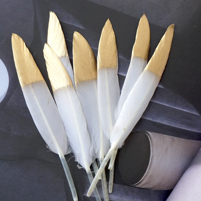 20pcs/lot Black and Gold Duck Feathers Crafts 10-15CM Natural Goose Feather for Jewelry Making DIY Home Plumas Party Decoration - купить по