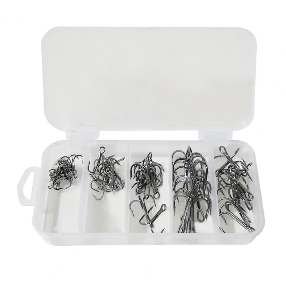 

50Pcs/Box Treble Hook Convenient Anti-deformation Fish Triple Hooks Rust-resistant Fish Triple Hooks