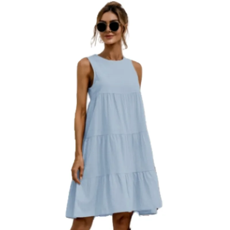 

Women's Dress V-Neck Solid Color Boho Style Sexy Casual Dresses Bohemian Pockets Buttons Beach Dress Summer 2021 Fashion