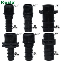 kesla 4pcs 12%e2%80%98%e2%80%99 34%e2%80%98%e2%80%99 male threaded connector w 16mm 20mm 25mm pe hose barb adapter garden drip irrigation watering system