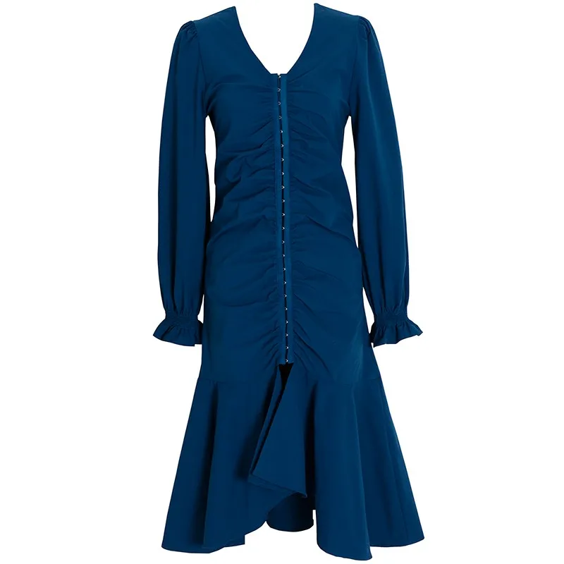 

Elegant Retro Vestido Festa Sexy Vacation Robes Trendy V-neck New Style Party Dress Women Long Sleeve Mermaid Women Clothes