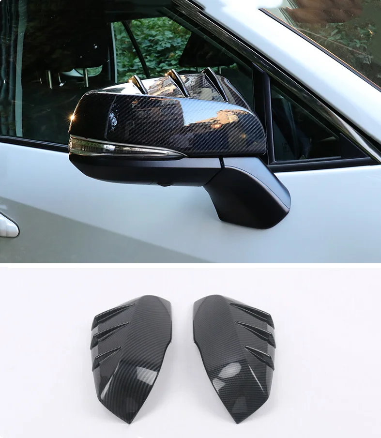 

Углеродного волокна черный крышка зеркала боковой двери отделка 2 шт. для Toyota RAV4 2019-2021