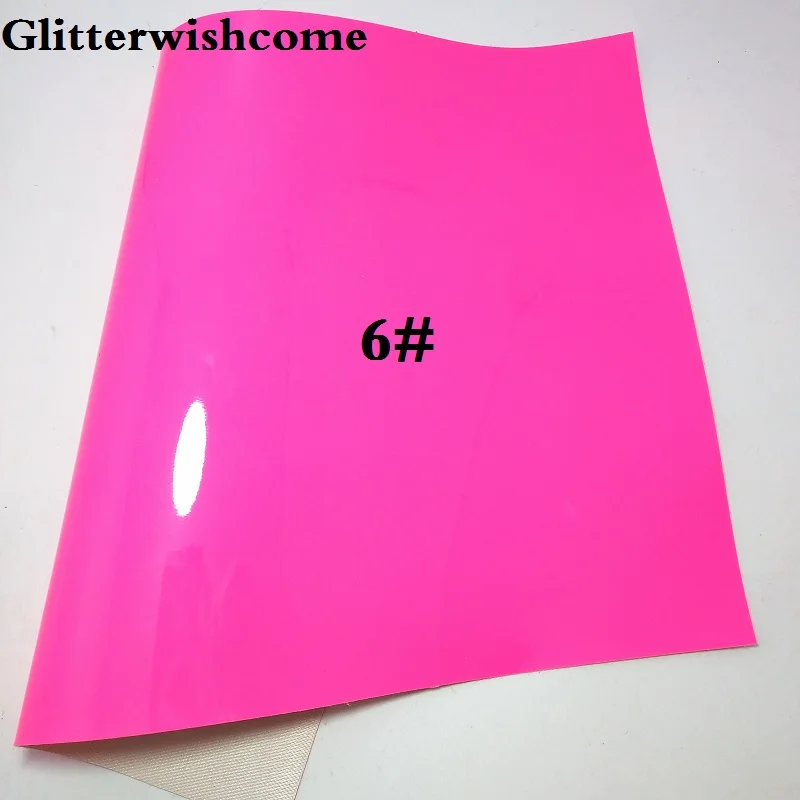 6 Glitterwishcome 21X29 см А4 Размер синтетическая кожа, Флуо лакированная гладкая кожа, искусственная из искусственной кожи Ткань Винил для бантов, GM024A - Цвет: 6