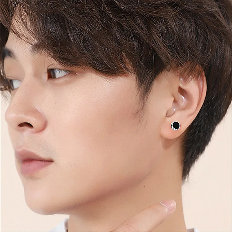 Модные черные серьги гвоздики буддизма для мужчин ювелирные изделия из чистого