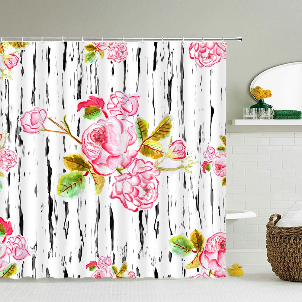 

Waterproof Shower Curtains Flowers 3D Printing Plant Leaves Bathroom Curtain Polyester Fabric Bath Screen Bathtub Home Decor