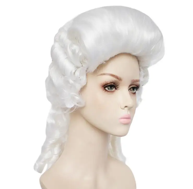 Женский парик для косплея 16-дюймовый белый юриста судьи в стиле барокко вьющийся