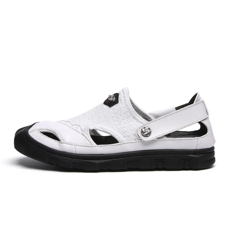 Мужские сандалии Новинка 2020 года Летние кожаные повседневные пляжные шлепанцы