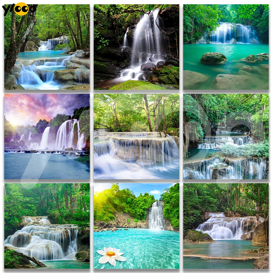 

Full Square/Round Drill Diamond Painting Embroidery Cross Stitch Landscape waterfall Series Rhinestone Mosaic Decor Gift TX89