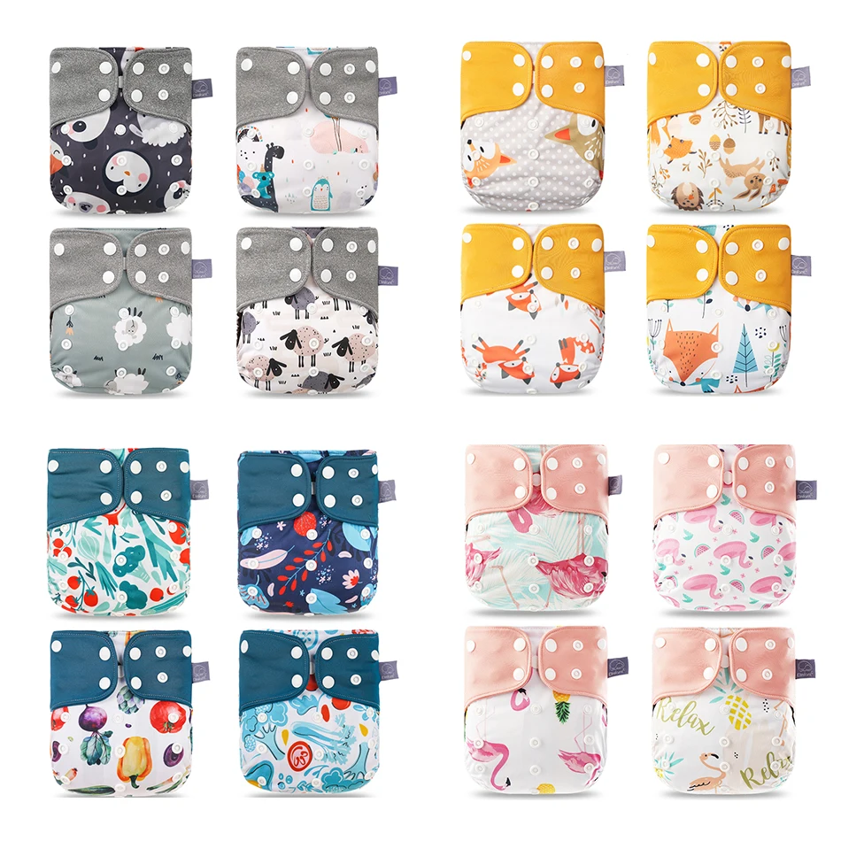 Nueva calidad venado 4 unids/set lavable reutilizable de malla gris ajustable de tela cubierta de pa&ntilde;al de tela pa&ntilde;al de bolsillo Fit 3kg ~ 15kg beb&eacute;-0