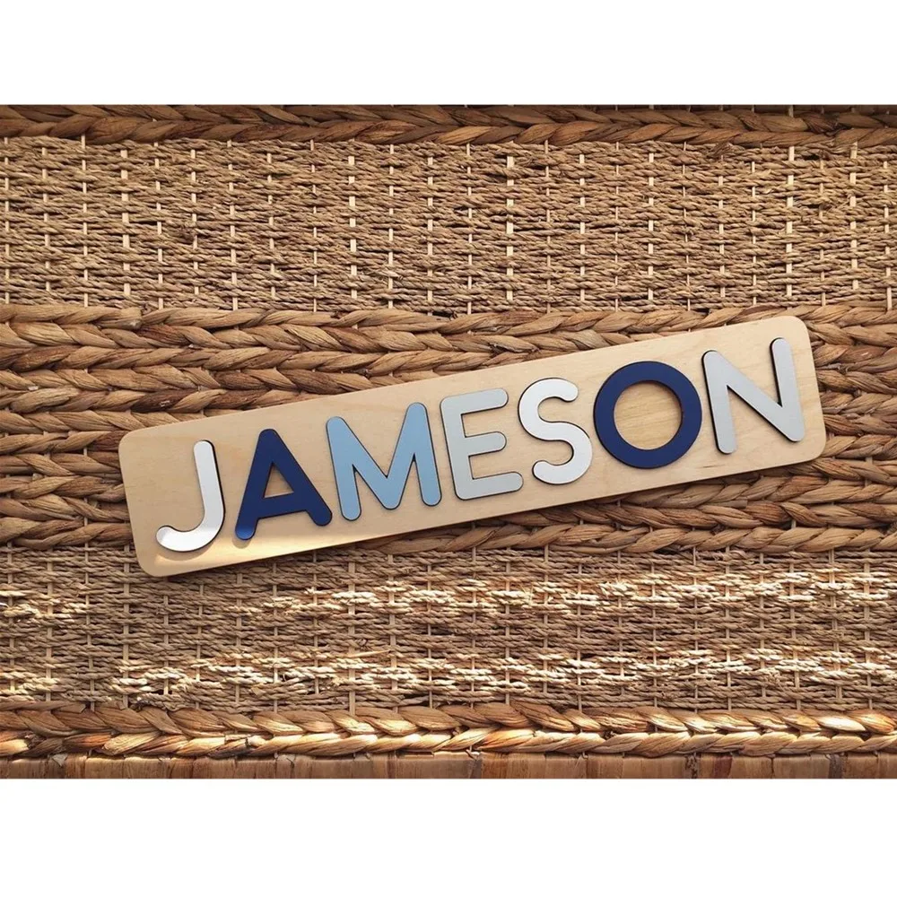 Деревянный образовательный пазл с именем на заказ детский праздник ручной