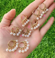 5pairs 2021 new arrival handmade fresh water pearl piercing earring jewelry for women pearl fashion gold color earrings