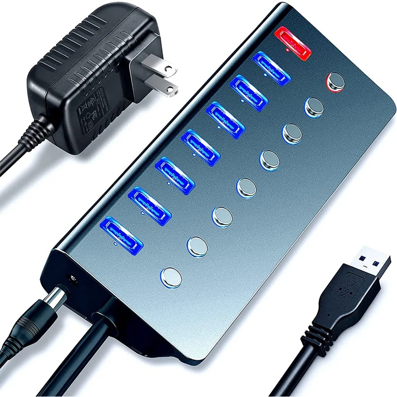 

8-портовый концентратор USB 3,0, удлинитель USB с выключателями ВКЛ./ВЫКЛ., адаптер 15 Вт, поддержка разветвителя, компьютерные аксессуары, вилка с...