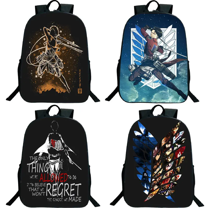 

Anime Attack on Titan Eren Levi Backpack Teens Shingeki No Kyojin Knapsack Students School bag Unisex boys girls Travel Rucksack