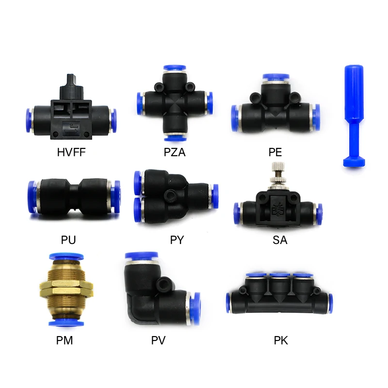 

Pneumatic Fittings PY/PU/PV/PE/SA Water Pipes and Tube connectors direct thrust 4 to 16mm/ PK plastic hose quick couplings