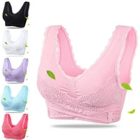 sports bra lingerie lace solid color cross side buckle without rims gathered sports underwear sleep bra new