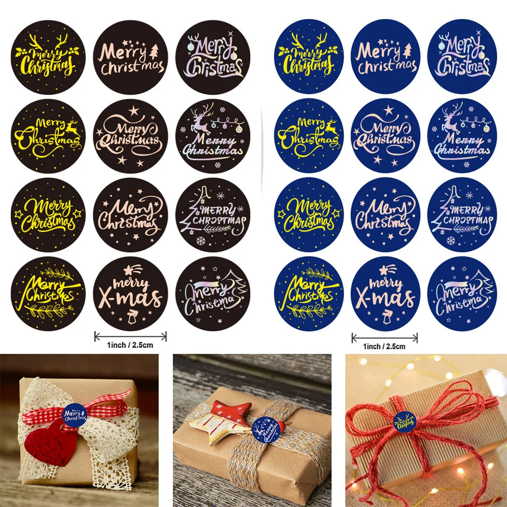 

500pcs/roll Merry Christmas Adhesive Labels Seal Thank You Label Sticker Stationery Supply Scrapbook For Kids