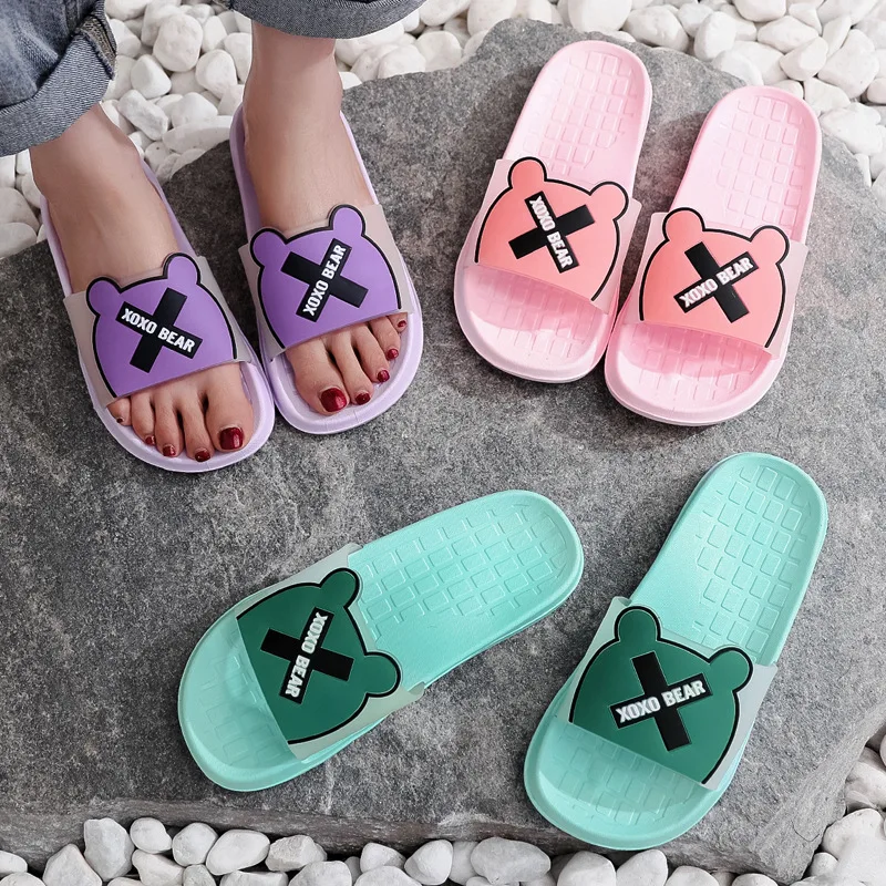 

Hot Ladies Non-Slip Shoes Deodorant Sandals Bath One-Word Slippers Women Summer Flip Flops Outing New Style Indoor Beach Slides