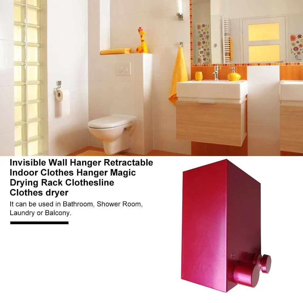 

Invisible Wall Hanger Retractable Indoor Cloth Line Magic Drying Rack Clothesline