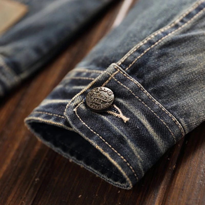 Мужское джинсовое пальто в европейском стиле свободного кроя панк A196 | Мужская