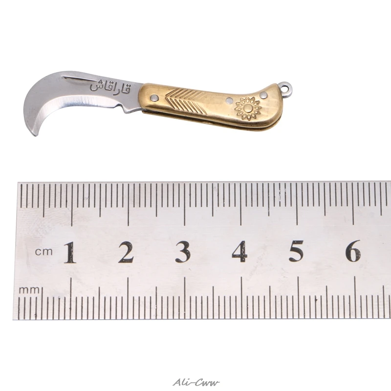 

Retro Carving Small Pocket Keychain Tactical Mini Folding Folder Knife Brass New