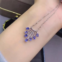 fine jewelry natural tanzanite 925 sterling silver women pendant necklace chain support test popular