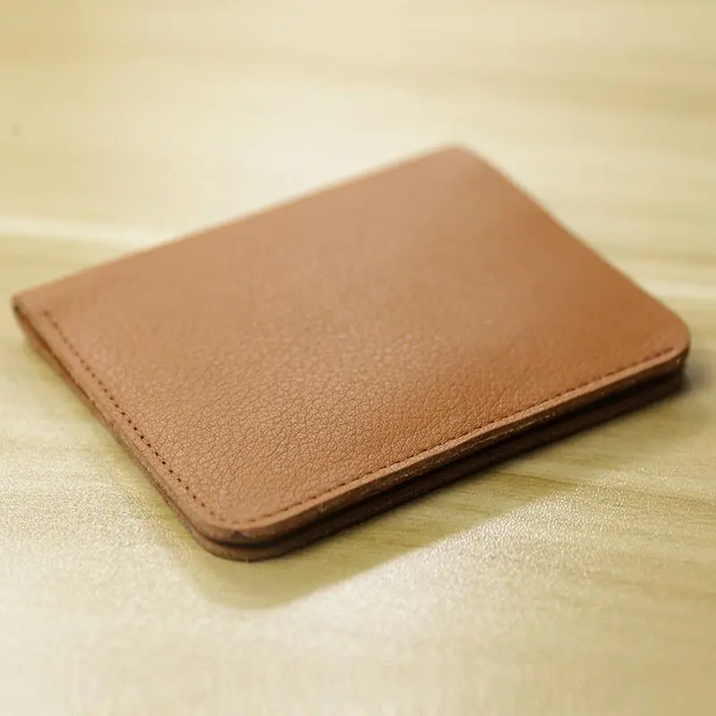 Men's short ultra-thin mini wallet men's genuine leather clip young men's vertical wallet soft black brown leather bag