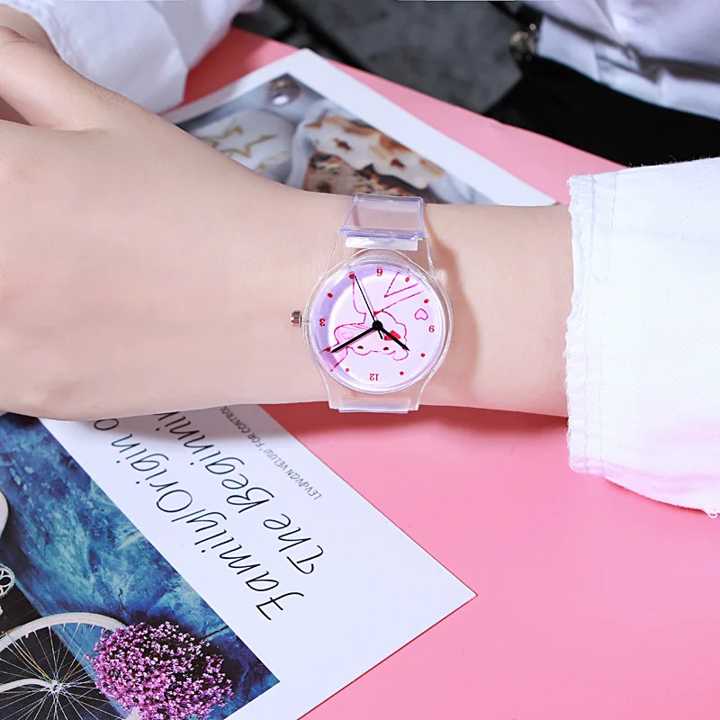 Женские кварцевые часы Reloj Mujer Модные прозрачные силиконовые женские для девочек
