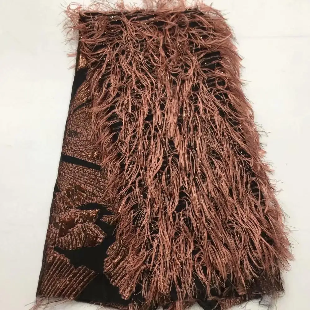 2020 новейший французский Тюль кружевная ткань пушистое перо африканская