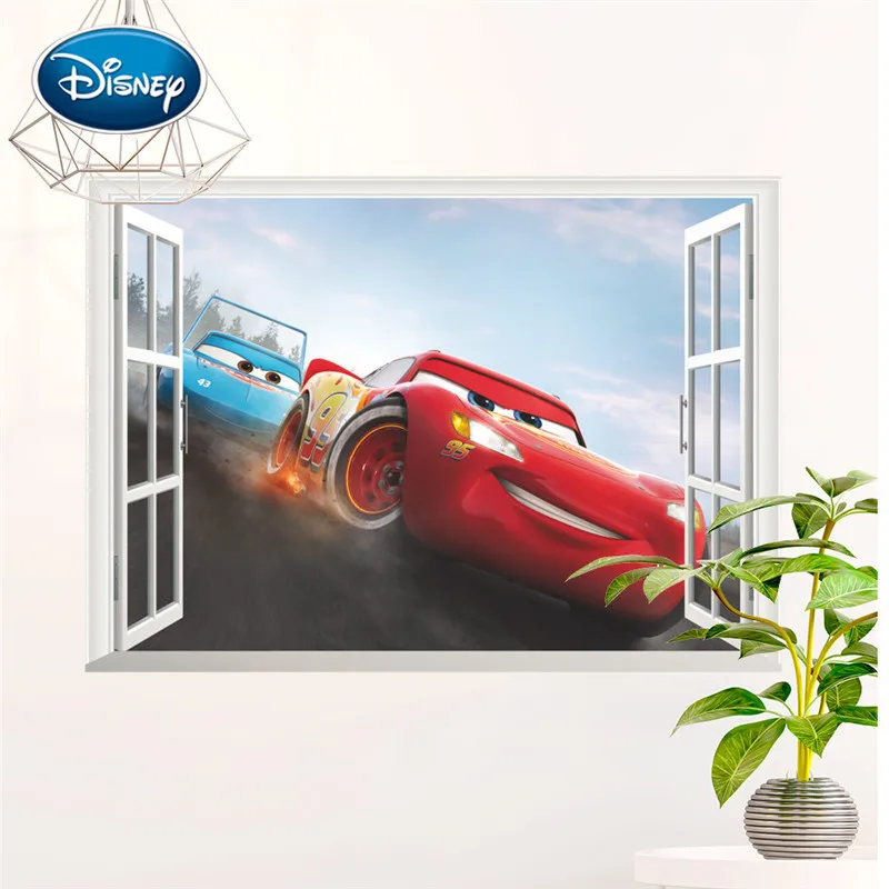 Disney 3d автомобили детская комната спальня художественное оформление стены прикрепляемые стикеры наклейки декоративная роспись детской