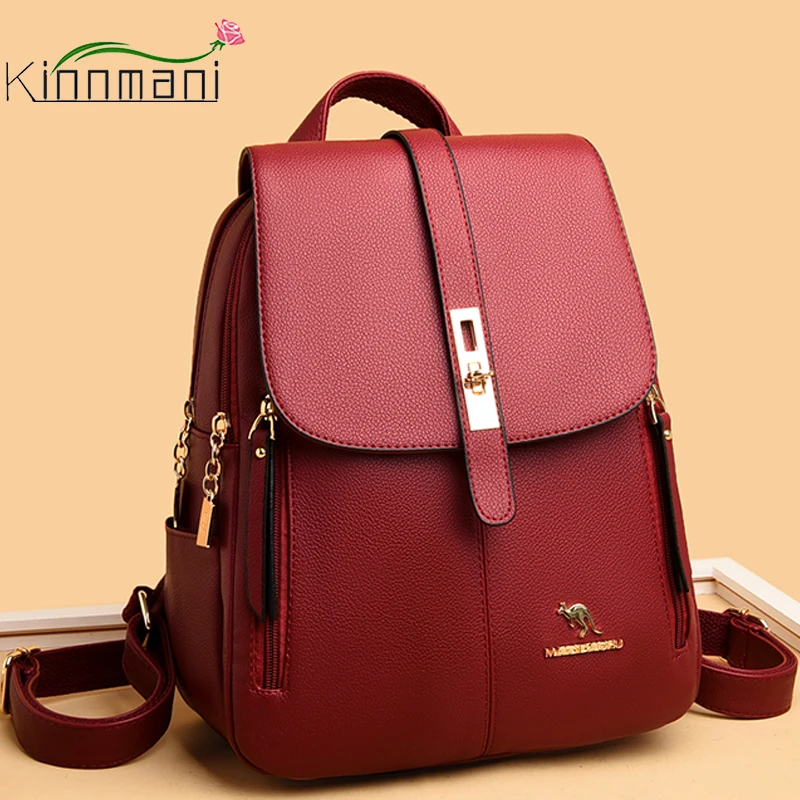 

School Bags For Teenage Girls Back Pack Soft Leather Women Backpack Female Shoulder Bags For Women 2021 Travel Backpack Mochila