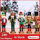 6 шт., деревянные куклы-гайкеры, миниатюрные фигурки солдат, винтажные марионетки ручной работы, новогодние и рождественские украшения, поделки для домашнего декора