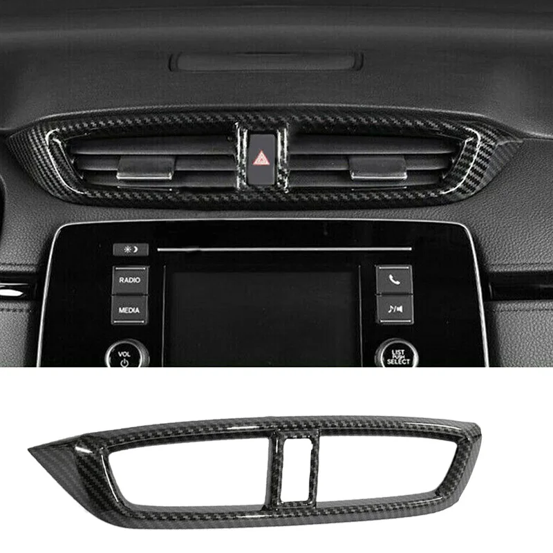 

2/4/5x углеродного волокна Стиль приборной панели верх левой и правой стороны центр, устанавливаемое на вентиляционное отверстие в салоне автомобиля розетка рамка Крышка Накладка для Хонда сrv CR-V 2017-2021