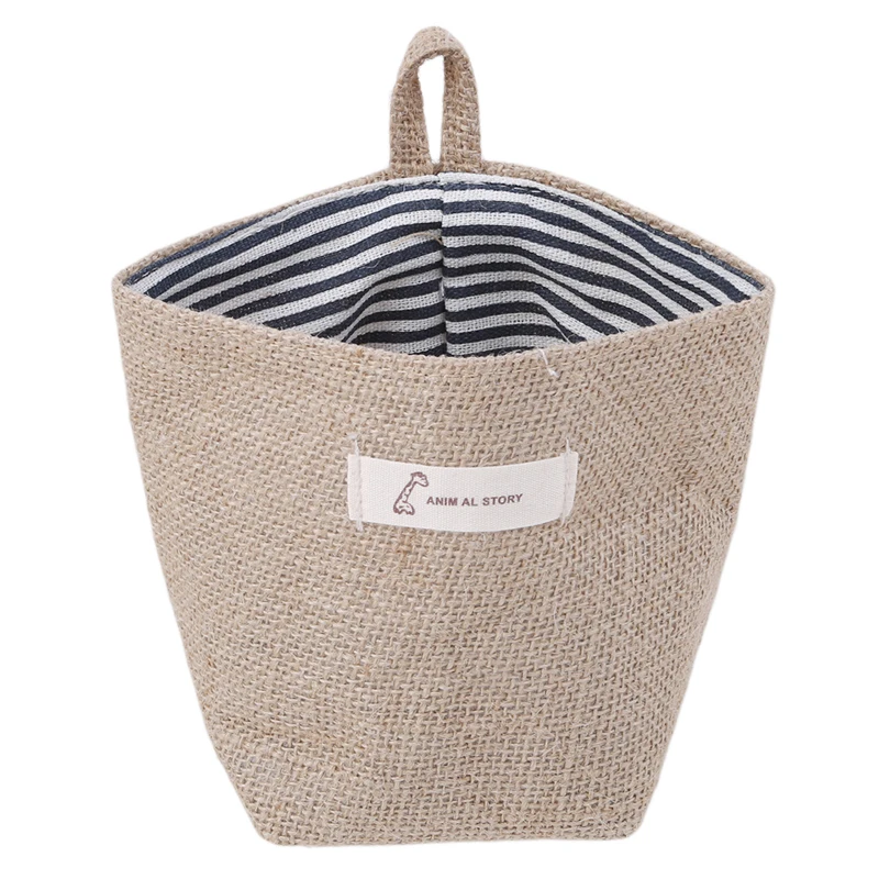 Новая джутовая холщовая корзина для хранения мелочей мини настольная сумка и