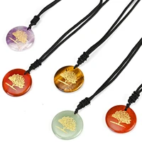 natural crystal semi precious stones aura reiki chakras pendant tree of life charm women jewelry necklaces
