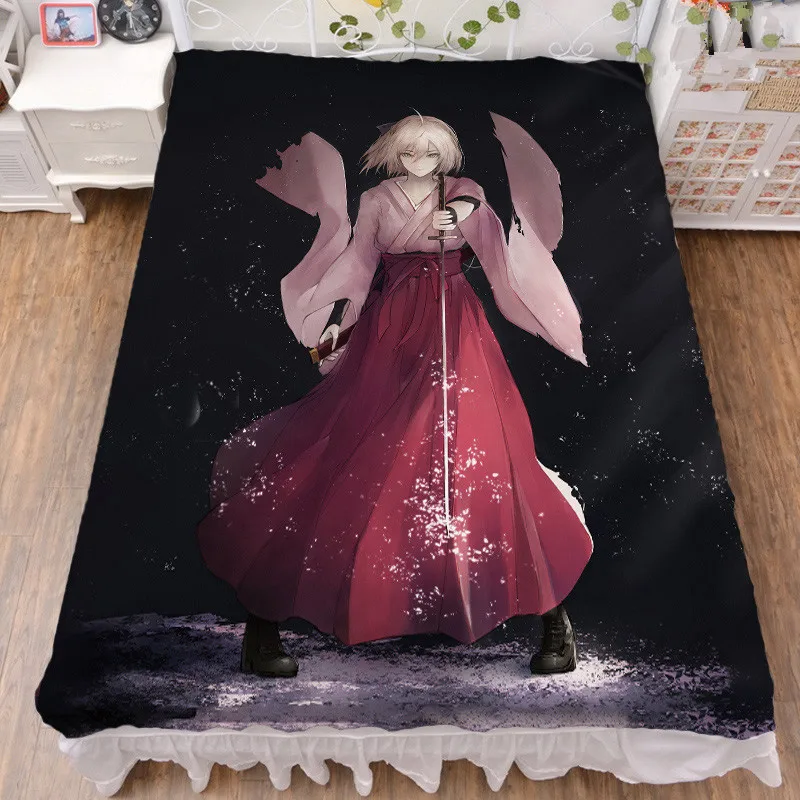 

November update Anime Fate/Grand Order FGO Jeanne d'Arc Scathach Milk Fiber Bed Sheet & Flannel Blanket Summer Quilt 150x200cm