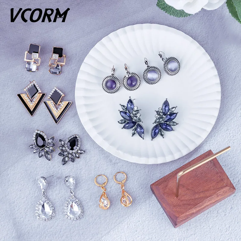 VCORM новые корейские модные длинные висячие серьги с кристаллами для женщин массивные классические геометрические висячие серьги хорошее ювелирное изделие подарок