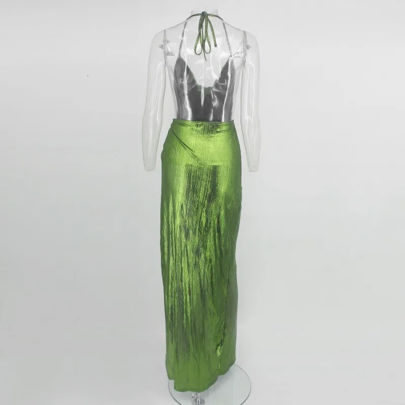 COSYGAL, длинное платье без рукавов на бретельках, светоотражающее, с открытой спиной и разрезами по бокам, сексуальное платье для женщин, вечерние, для ночного клуба, облегающее платье, Vestidos