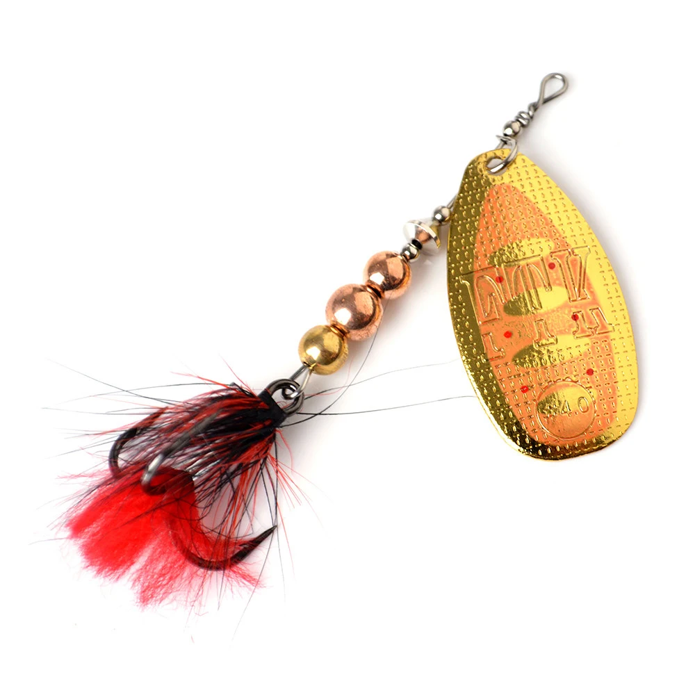 

1PC 8/13/19g High Carbon Fishing Lure Sharp Treble Hook Stainless Steel Shaft Brass 8 Colors