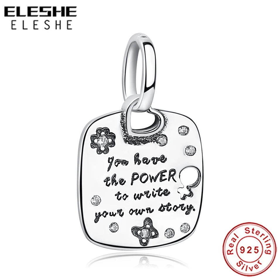 ELESHE вы имеете в Мощность написать свою историю Квадратный Кулон Шарм серебряные