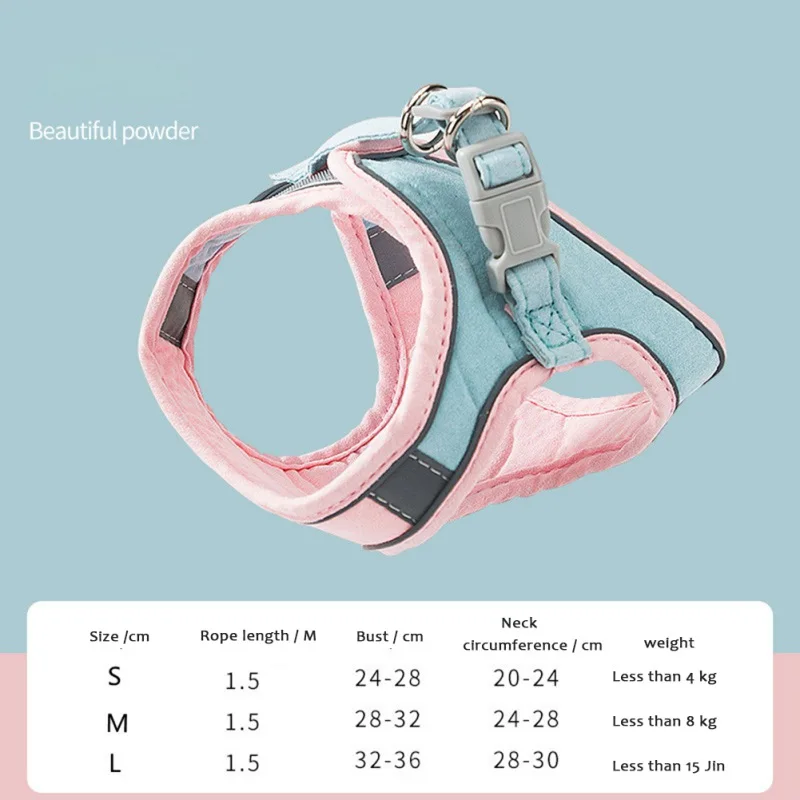 

Tunable Small Dog Pet Traction Rope Chest Strap To Prevent Breaking Away Puppy Cat Vest Harness Collar For PetG #7