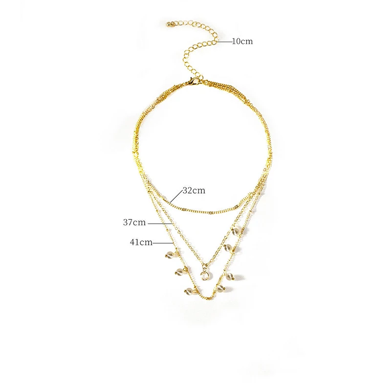 Женское многослойное ожерелье Colier с жемчугом и кристаллами | Украшения