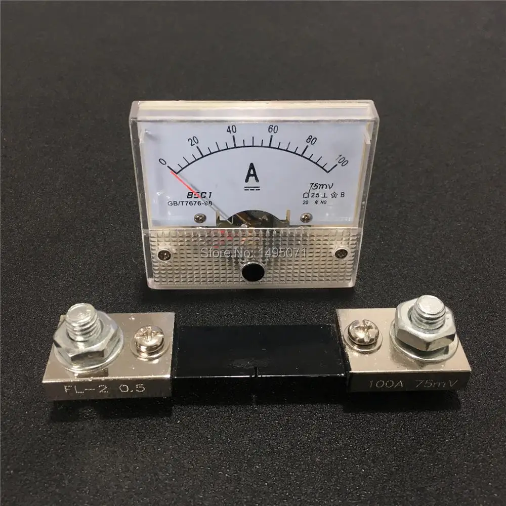 

1 шт. 85C1 аналоговая Amp панельный измеритель постоянного тока 0-100A Амперметр механический указатель калибра 100A с внешним Шунтирующим Резистор...
