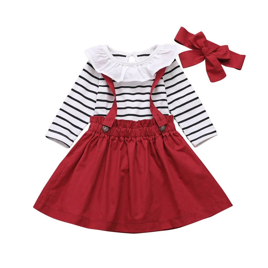 Одежда для маленьких девочек одежда в полоску с длинными рукавами и круглым