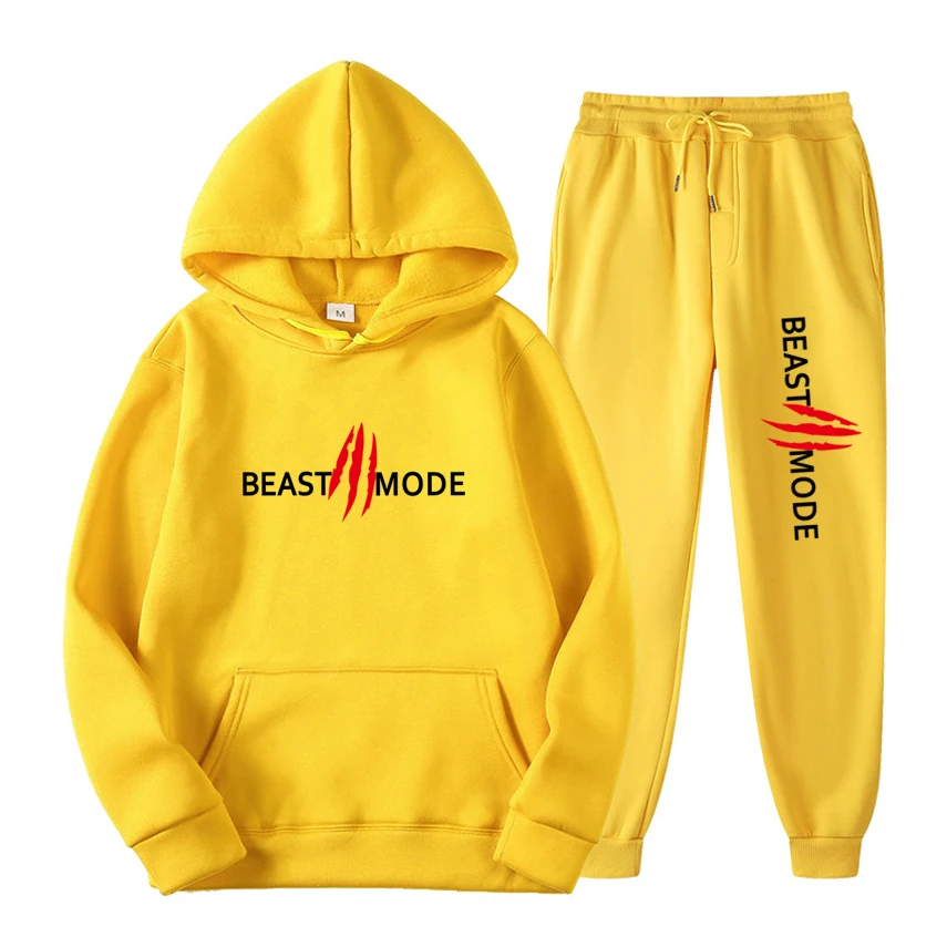 

2-piece men's suit casual fashion hooded pants hooded sweatshirt + sweatpants sportswear autumn and winter jogging sportswear so