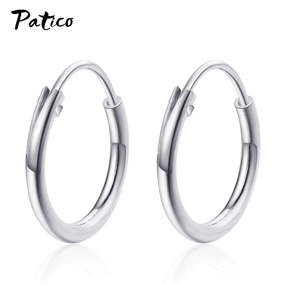 

Diameter 12MM/14MM/18MM 925 Sterling Silver Hoop Earrings Black Platinum Circle Round Earrings for Women Men Piercing Ear Rings
