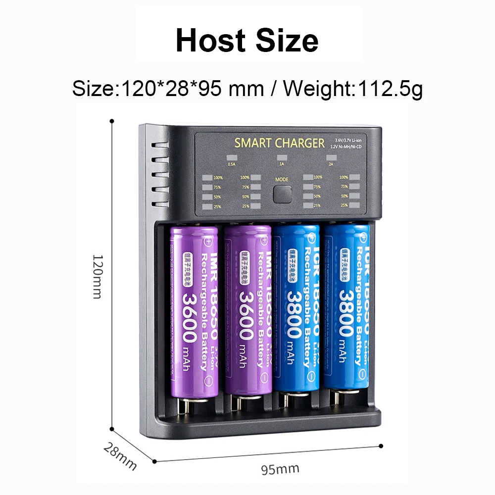 Зарядное устройство USB Smart 18650 M02 M04 для литий-ионных аккумуляторов 26650 21700 18350 AA AAA 3 7