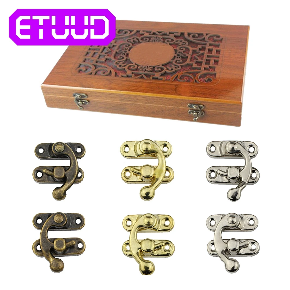 

12Pcs Bronze Iron Box Latch Hasps Lock Catch Latches Gift Wood Jewelry Suitcase Buckle Clip Clasp Vintage Furniture Hardware