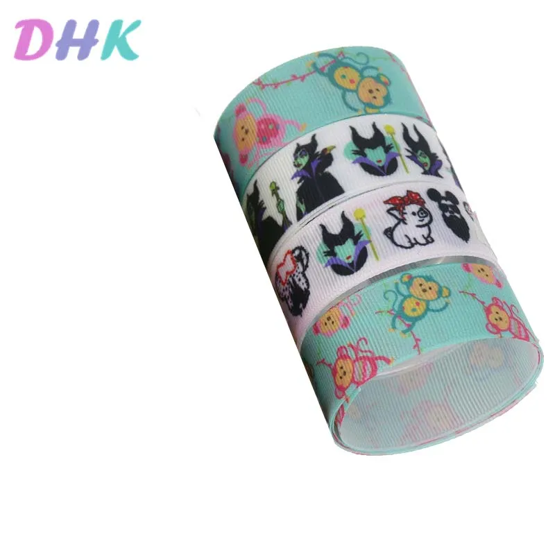 DHK 10 ярдов мультфильм утка обезьяна печатных Grosgrain ленточный аксессуар головной